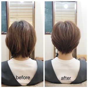 50代　白髪をなじませた明るめショート✩（BEFORE＆AFTERあり）
