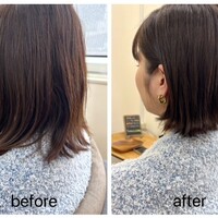 髪の量が多く、ハネやすい生え癖のあるお客様の短め外ハネボブ